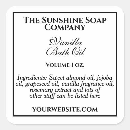 zeep etiket wit & zwart (Voorkant)