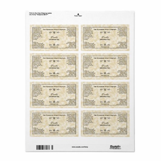 Zeep op basis van verrijkt papier, cosmetisch etiket (Full Sheet)