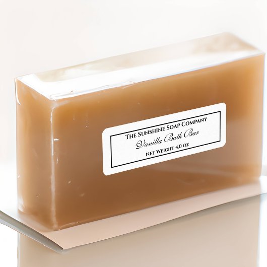 zeep wit met zwarte tekst etiket