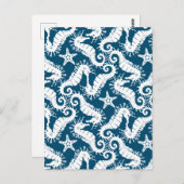 Zeepaard en zeeduivel - Blue Sealife Pattern Briefkaart (Voorkant / Achterkant)