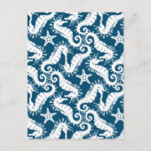 Zeepaard en zeeduivel - Blue Sealife Pattern Briefkaart (Voorkant)