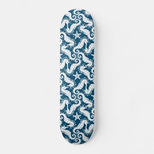 Zeepaard en zeeduivel - Blue Sealife Pattern Skateboard (Voorkant)