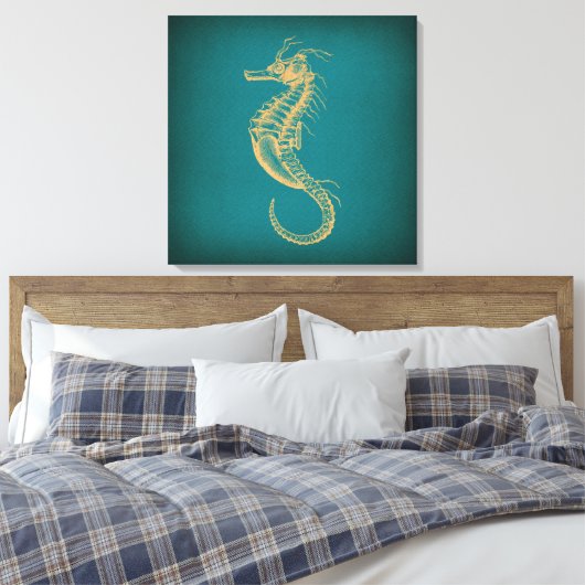  zeepaard Nautical Ocean Art Zee Horse Canvas Afdruk (Insitu (Slaapkamer))