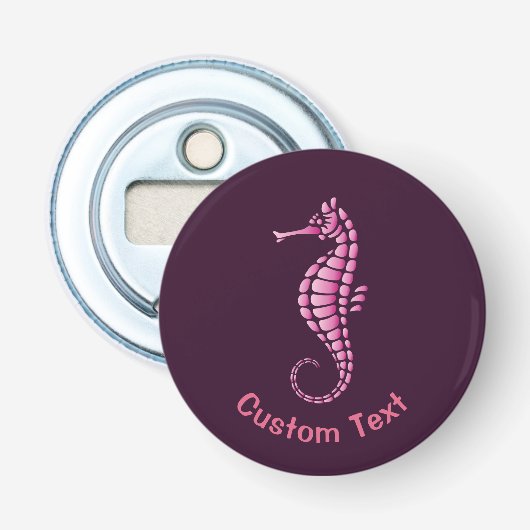 Zeepaard Roze Button Flesopener (Voorkant)