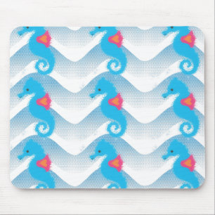 Zeepaarden En Blauwe Golven Patroon Muismat