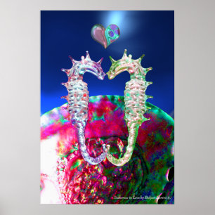 ZEepaARDEN IN LIEFDE, ROZE BLAUWE PARELMOER Poster