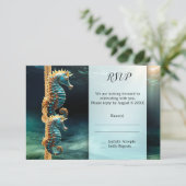 Zeepaarden Nautische Trouw RSVP Kaartje (Staand voorkant)