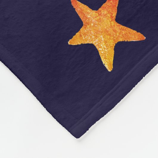 Zeepaarden, schelpen en zeeen sterren op blauw fleece deken (Hoek)