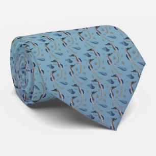 Zeepaarden Vreugde Dubbelzijdige Print Tie (Blauw Stropdas