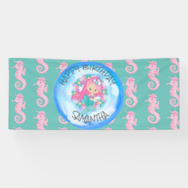 Zeepaardenbanner van de soort Mermaid Zee Spandoek