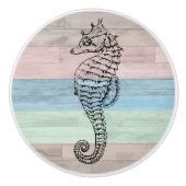 Zeepaardhout nautische strand schelpen blauwe perz keramische knop (Voorkant)