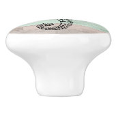 Zeepaardhout nautische strand schelpen blauwe perz keramische knop (Zijkant)