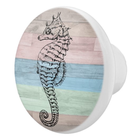 Zeepaardhout nautische strand schelpen blauwe perz keramische knop (Rechts)