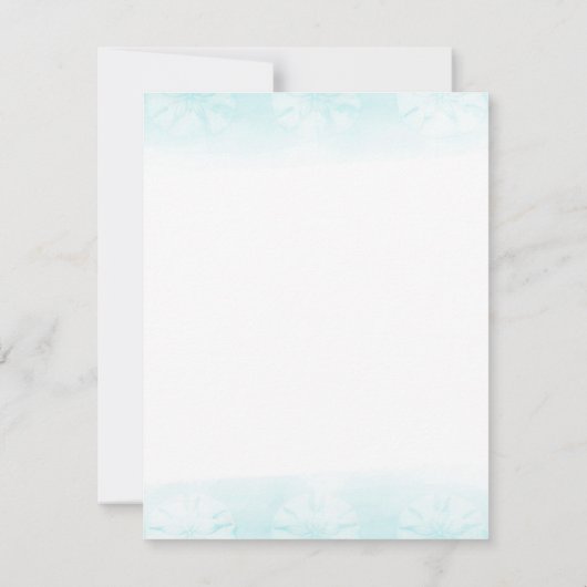 Zeepaardje Blauwgroen & Gouden Waterverf Bruiloft Kaart (Achterkant)