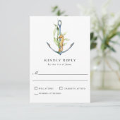 Zeepaardje en anker nautische bruiloft RSVP (Staand voorkant)