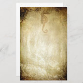  zeepaardje en bamboe sepia briefpapier (Voorkant / Achterkant)