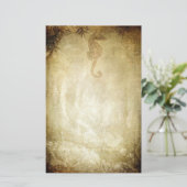  zeepaardje en bamboe sepia briefpapier (Staand voorkant)