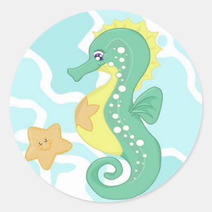 Zeepaardje en zeesterren Stickers