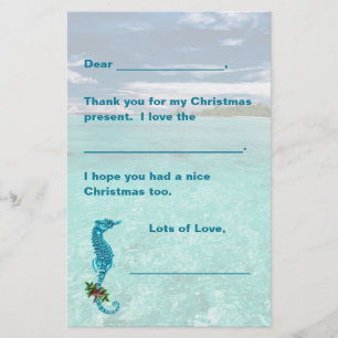 Zeepaardje Kerst Kinderen Schrijfpapier Bedankt Briefpapier
