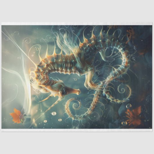 Zeepaardje Levendig gekleurd in Ocean Decoupage Tissuepapier (Voorkant)