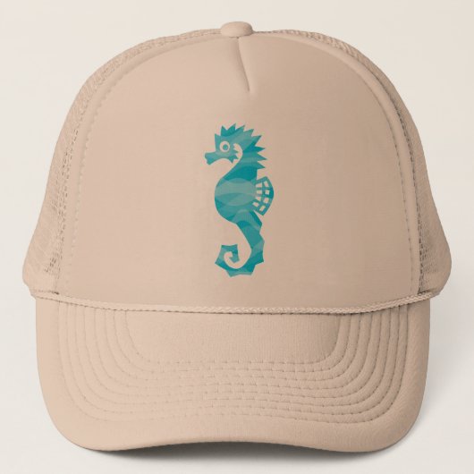 Zeepaardje met watergolven trucker pet (Voorkant)