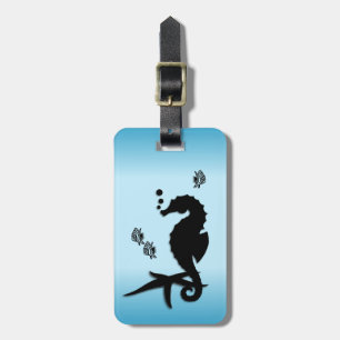 Zeepaardje naar het blauw bagagelabel