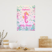 Zeepaardje onder het Zee Baby shower Poster (Keuken)