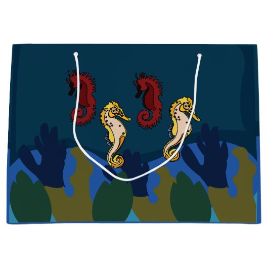 Zeepaardje onder het Zee Beach Coastal Birthday Groot Cadeauzakje (Voorkant)