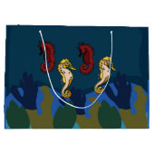 Zeepaardje onder het Zee Beach Coastal Birthday Groot Cadeauzakje (Achterkant)