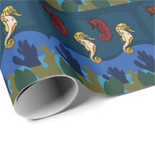 Zeepaardje onder het Zee Seaside Birthday Cadeaupapier