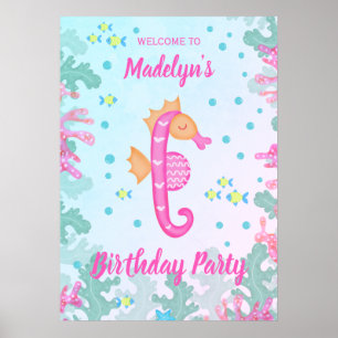 Zeepaardje onder het Zee Verjaardagsfeest Poster