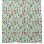 Zeepaardje op Mint Groene Achtergrond Douchegordijn (Voorkant)