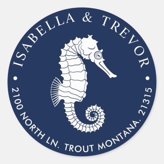  zeepaardje | Retouradres Ronde Sticker (Voorkant)