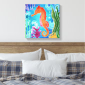 Zeepaardje, Strand, Kust #coastal #beach #seahorse Canvas Afdruk (Insitu (Slaapkamer))