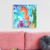 Zeepaardje, Strand, Kust #coastal #beach #seahorse Canvas Afdruk (Insitu (Woonkamer))