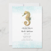 Zeepaardje Teal & Goud Waterverf Bruidsdouche Kaart (Voorkant)