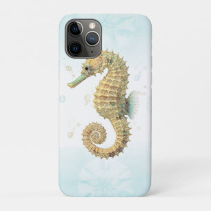 Zeepaardje Turquoise & Goud Waterverf Kust Strand iPhone 11 Pro Hoesje