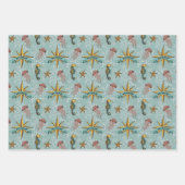 Zeepaardje, Zeesterren, Kwallen & Koraal Nautisch Inpakpapier Vel (Voorkant)