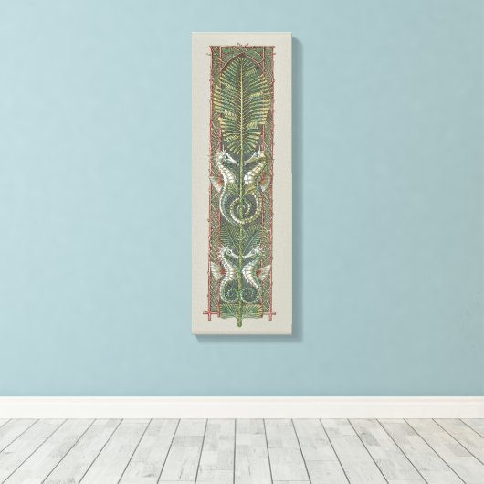 Zeepaardjes en Zeewier,  Art Nouveau Canvas Afdruk (Insitu (Houten vloer))