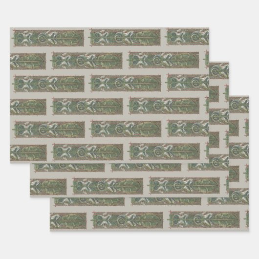 Zeepaardjes en Zeewier,  Art Nouveau Inpakpapier Vel (Set)