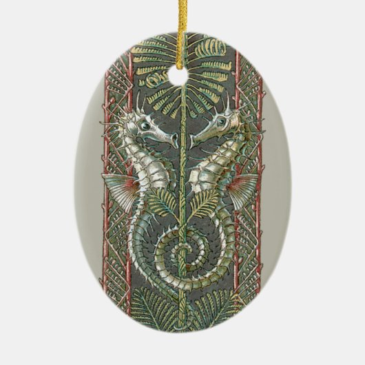 Zeepaardjes en Zeewier, Art Nouveau Keramisch Ornament (Voorkant)