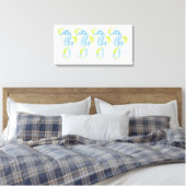 Zeepaardjes schemerblauw, limoengroen en zeewier canvas afdruk (Insitu (Slaapkamer))