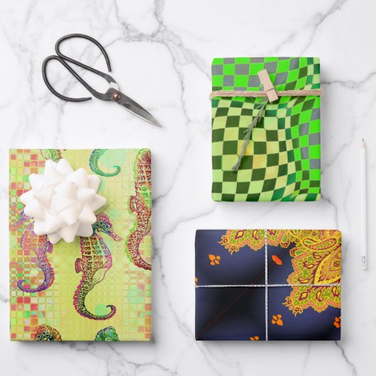 Zeepaardjes, Taffi op Art & Cardiff Sampler Inpakpapier Vel (Voorkant)