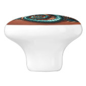Zeepaardkoper en Blauwgroen Keramische Knop (Zijkant)