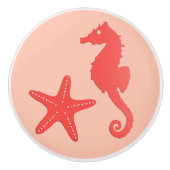 Zeepaardkoraal en zeesterkreeft — koraalschoppen v keramische knop (Voorkant)