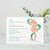 Zeepaardsmaragd, koraal bruiloft vrijgezellenfeest kaart (Staand voorkant)