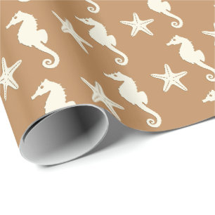 Zeepaardvis — cacaobruin en beige cacao cadeaupapier