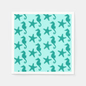 Zeepaardvis — turquoise en aqua servetten (Voorkant)