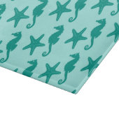 Zeepaardvis — turquoise en aqua snijplank (Hoek)