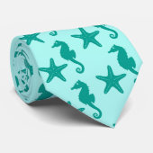 Zeepaardvis — turquoise en aqua stropdas (Opgerold)